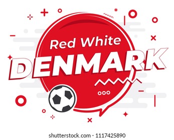 Speech Bubble DENMARK with icon football, soccer ball. Vector Illustration.
