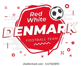 Speech Bubble DENMARK with icon football, soccer ball. Vector Illustration.