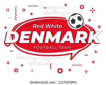 Speech Bubble DENMARK with icon football, soccer ball. Vector Illustration.