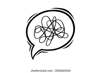 Speech bubble with depressive tangle. Hand drawn text bubble to express misunderstanding and depression. Vector illustration isolated in white background