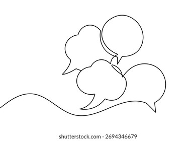  Speech bubble design continuous one line drawing isolate outline minimalist vector illustration