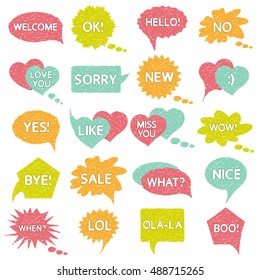 Speech bubble design. Drawing illustration. Sketch decoration. Comic pattern. Vintage ornament. Grunge print. Graphic background. Dialog art. Speak wallpaper. Retro backdrop. Vector.
