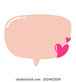 speech bubble design pink color with love heart illustration