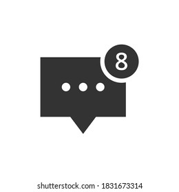 Speech bubble and dialog balloon filled style vector icon. Isolated chat sign on white background