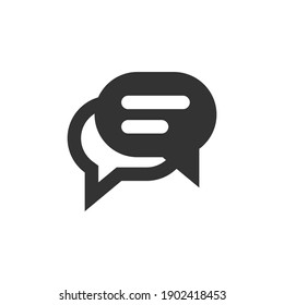 Icono vectorial de estilo relleno de globo de diálogo y burbuja de voz. Signo de chat aislado sobre fondo blanco