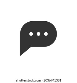 Icono vectorial de estilo relleno de globo de diálogo y burbuja de voz. Signo de chat aislado sobre fondo blanco