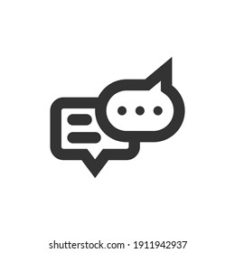Icono vectorial del estilo de línea de globo de diálogo y burbuja de voz. Signo de chat aislado sobre fondo blanco