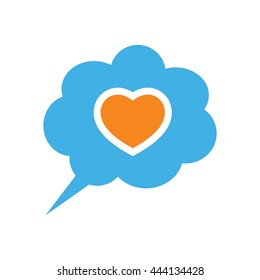 speech bubble dialog box heart love icon on white background