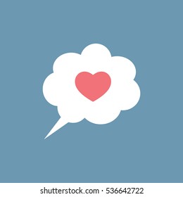 speech, bubble, dialog box with heart love icon