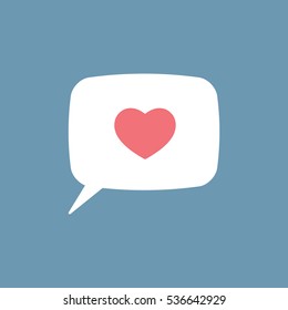 speech, bubble, dialog box with heart love icon