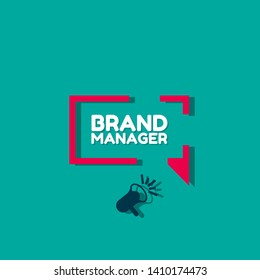 Speech bubble dialog with business term saying Brand manager. can be used as label,sticker,banner.speaker or megaphone icon