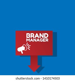 Speech bubble dialog with business term saying Brand manager. can be used as label,sticker,banner.speaker or megaphone icon