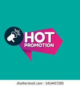 Speech bubble dialog with business term saying Hot promotion. can be used as label,sticker,banner.speaker or megaphone icon 