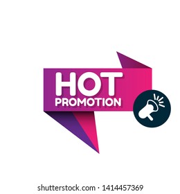 Speech bubble dialog with business term saying Hot promotion. can be used as label,sticker,banner.speaker or megaphone icon 