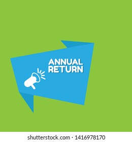 Speech bubble dialog with business term saying Annual return. can be used as label,sticker,banner.speaker or megaphone icon.