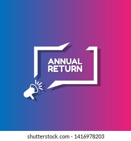 Speech bubble dialog with business term saying Annual return. can be used as label,sticker,banner.speaker or megaphone icon.
