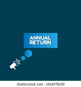 Speech bubble dialog with business term saying Annual return. can be used as label,sticker,banner.speaker or megaphone icon.