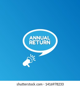 Speech bubble dialog with business term saying Annual return. can be used as label,sticker,banner.speaker or megaphone icon.