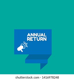 Speech bubble dialog with business term saying Annual return. can be used as label,sticker,banner.speaker or megaphone icon.