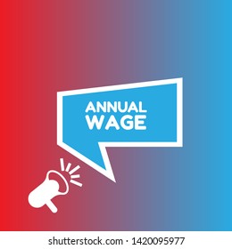 Speech bubble dialog with business term saying Annual Wage. can be used as label,sticker,banner.speaker or megaphone icon