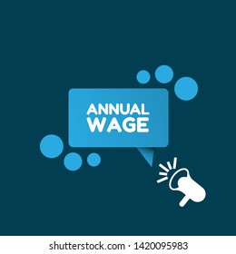 Speech bubble dialog with business term saying Annual Wage. can be used as label,sticker,banner.speaker or megaphone icon