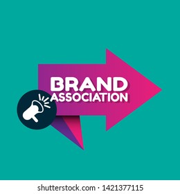 Speech bubble dialog with business term saying Brand Association. can be used as label,sticker,banner.speaker or megaphone icon 