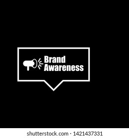 Speech bubble dialog with business term saying Brand Awareness. can be used as label,sticker,banner.speaker or megaphone icon 