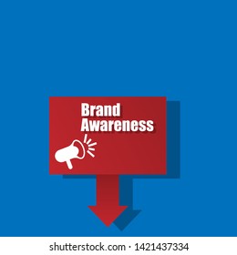 Speech bubble dialog with business term saying Brand Awareness. can be used as label,sticker,banner.speaker or megaphone icon 