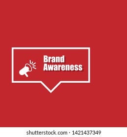 Speech bubble dialog with business term saying Brand Awareness. can be used as label,sticker,banner.speaker or megaphone icon 