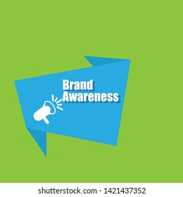 Speech bubble dialog with business term saying Brand Awareness. can be used as label,sticker,banner.speaker or megaphone icon 