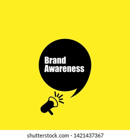 Speech bubble dialog with business term saying Brand Awareness. can be used as label,sticker,banner.speaker or megaphone icon 