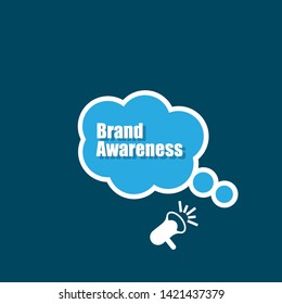Speech bubble dialog with business term saying Brand Awareness. can be used as label,sticker,banner.speaker or megaphone icon 