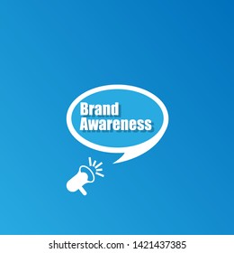 Speech bubble dialog with business term saying Brand Awareness. can be used as label,sticker,banner.speaker or megaphone icon 