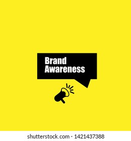 Speech bubble dialog with business term saying Brand Awareness. can be used as label,sticker,banner.speaker or megaphone icon 