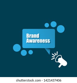 Speech bubble dialog with business term saying Brand Awareness. can be used as label,sticker,banner.speaker or megaphone icon 