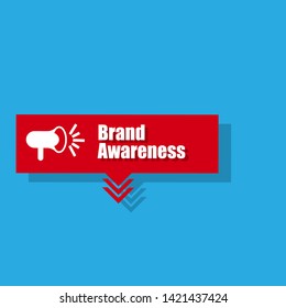 Speech bubble dialog with business term saying Brand Awareness. can be used as label,sticker,banner.speaker or megaphone icon 