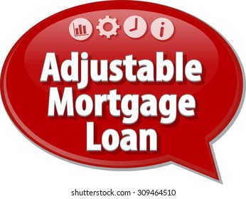Speech bubble dialog illustration of business term saying Adjustable Mortgage Loan