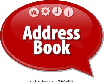 Speech bubble dialog illustration of business term saying Address Book