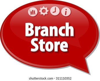 Speech bubble dialog illustration of business term saying Branch Store