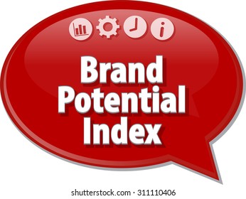 Speech bubble dialog illustration of business term saying Brand Potential Index