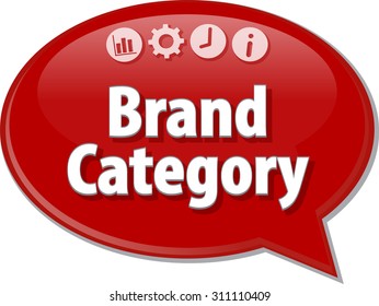 Speech bubble dialog illustration of business term saying Brand Category