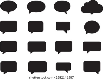 Speech bubble dialogue box silhouette vector set