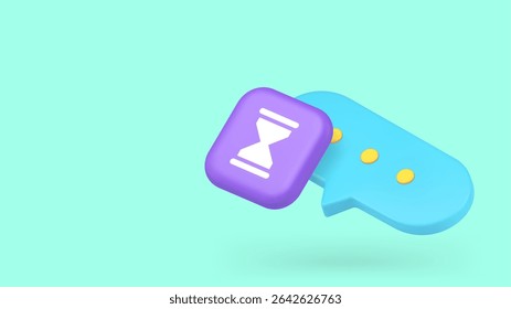 Speech bubble dialogue chat typing time counting message deadline countdown copy space banner. Web communication texting chatting anticipation reminder notification