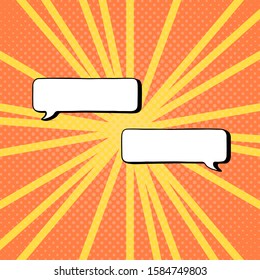 Speech bubble dialogue on bright background. Pop Art vintage vector illustration