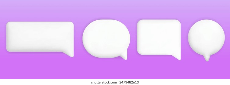 Speech Bubble of different shapes vector set icon for apps and websites.Empty text shape for comment,dialogue app