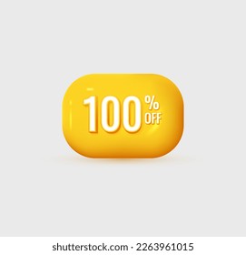 Speech bubble with discount 100 percent. A shopping Discount offer icon or discount coupon can be used for your design