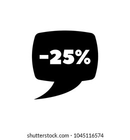 Speech Bubble Discount. Flat Vector Icon. Simple black symbol on white background