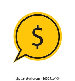 Sprich eine Blase mit dem Dollar. Symbol im süßen Stil. Vektorillustration