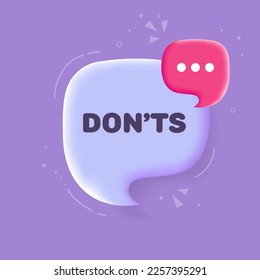 Speech bubble with Donts text. Speech bubble with loudspeaker. Pop art style. Vector line icon for Business and Advertising