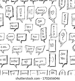 Speech Bubble doodle background seamless pattern. Drawing vector illustration hand drawn